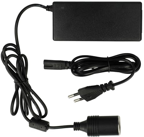 vhbw Netzadapter Eurostecker auf Zigarettenanzünder-Buchse kompatibel mit Campingaz Smart Cooler Electric 20L Kühlbox mit Bordnetzstecker