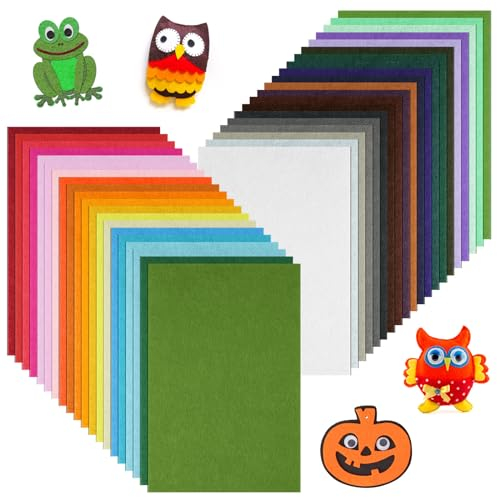 Ainiv Filz 40 Farben Bastelfilz, Filz zum Basteln 30x20cm, Bunter Filzstoff, DIY Filzplatten, Felt Fabric Filzrolle, Vliesstoff Stoff Filzplatten für DIY-Dekorationen und Kinderparty Projekte