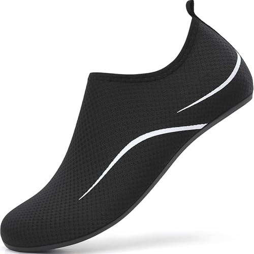 sportvibe Water Shoes Beach Shoes Lightweight Swim Quick Dry Aqua Breathable Barefoot for Women Men Surfing Running Driving Pool Sea Yoga (Black,5 UK/38 EU)