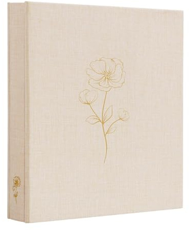 Tslespcx Album fotografico, 20 x 25 cm, 100 foto, 100 tasche, copertina in tessuto di lino, album fotografico per foto, 20 x 25 cm, per matrimoni, viaggi, ricordi di famiglia (beige)