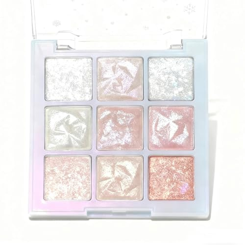 Glitter Eyeshadow Palette - Highly Pigmented Shimmer & Sparkle Eyeshadows, Long-Lasting Blendable Eye Shadows for Women, Pink Silver White Gold Eye Glitter Makeup