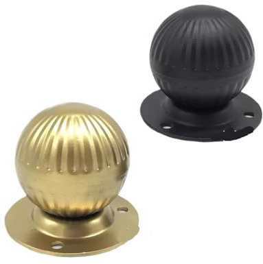 Pomo redondo de hierro para puerta, acabado negro mate y dorado para puerta de entrada y puerta de granero (negro mate)