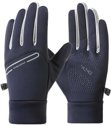 Guanti Termici Uomo Donna Invernali Touch Screen Impermeabili in Pile Guanti Moto Antiscivolo Freddo Gloves Winter da Sci Lavoro Ciclismo Neve per Bici Calcio Sportivi Running Palestra Trekking,Blu