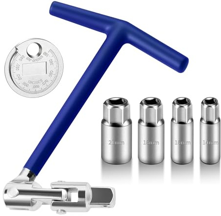 SZHUGEKI 6 Clé à Bougie, Bougie d'Allumage 4 Douilles 14/16/18/21 mm, Jauge d'Épaisseur pour Bougies d'Allumage, Poignée en T, pour Voiture et Moto(Bleu)