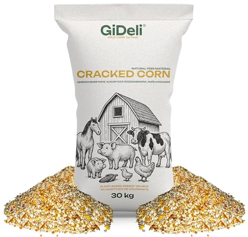 GiDeli Mangime di mais 30 kg giallo – grani di mais rotti in qualità alimentare – mangime per polli, anatre, cavalli e piccioni