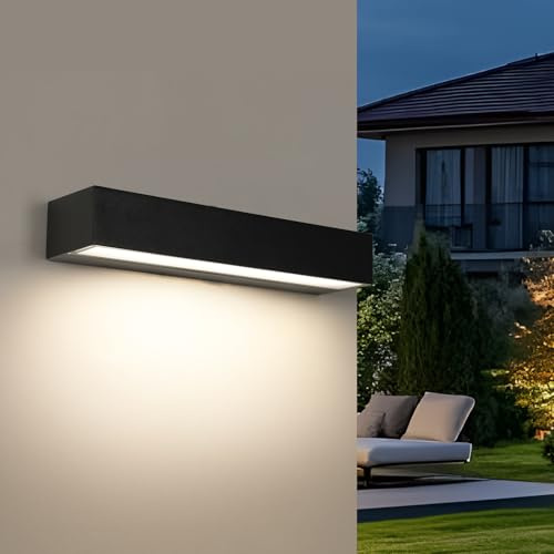 Riserva Lampada da Parete Esterno LED, 16W IP65 Applique da Parete Esterno Nero, 4500K Bianco Neutro, Lampada da Parete Moderna in Metallo per Giardino, Corridoio, Portico, Balcone
