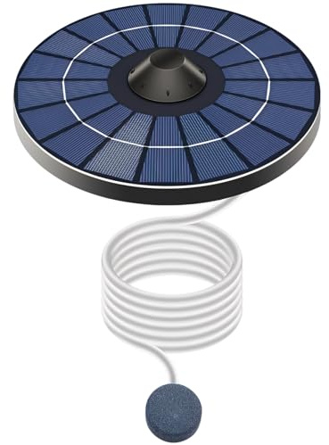PONDON Aireador solar flotante para estanques, oxigenador de 6 V/2,5 W, bomba de aire solar con apagado automático, difusor de burbujas de piedra de silicona, configuración simple para peceras, baños