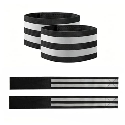 VerveFusion Clip para pantalones de bicicleta, cinta reflectante, 4 unidades, 5 x 40 cm, color negro, protección para pantalones de bicicleta, cinta elástica de seguridad para ciclistas, correr