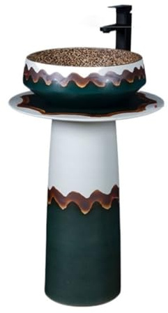 Lavabo Da Bagno Lavandino con piedistallo in ceramica di lusso leggero, moderno lavabo integrato da pavimento, lavabo con piedistallo for balcone, for soggiorno in famiglia Mobile Da Bagno