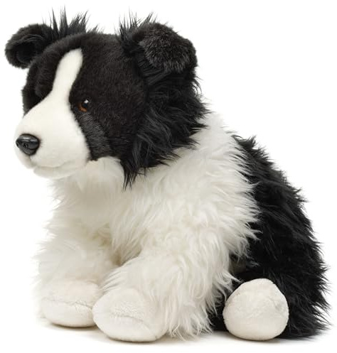 Uni-Toys - Border Collie schwarz-weiß, sitzend (ohne Leine) - 26 cm (Höhe) - Plüsch-Hund - Plüschtier, Kuscheltier