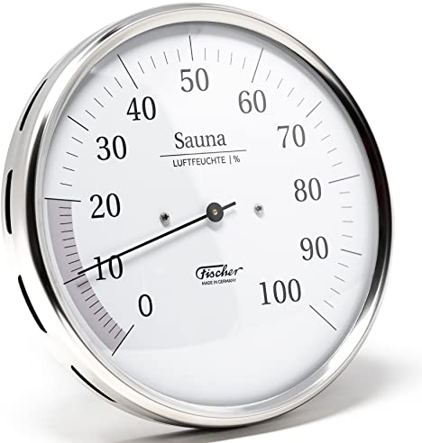 Fischer 192.01 - Sauna-Hygrometer synthetisch - 160mm Sauna-Luftfeuchtigkeitsmesser aus Edelstahl - Made in Germany