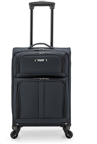 U.S. Traveler Anzio Softside Expandable Spinner Luggage, Dark Grey, Checked-Medium 26-Inch