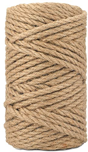 joycraft 6MM Jute Rope,164Feet Strong and Heavy Duty Jute Twine, Brown Decoration Hemp Twine String for Artworks, Gardening, Bundling, Camping, Decorating, and DIY Crafting (50M/164Ft * 6MM)