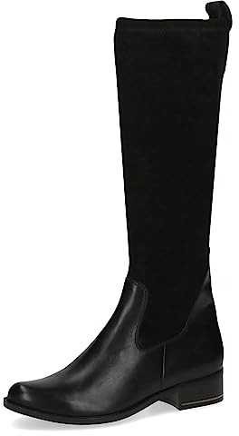 CAPRICE Bottes femme hautes à talons à bout rond à talon bloc, Noir (Black Comb), 37,5 EU