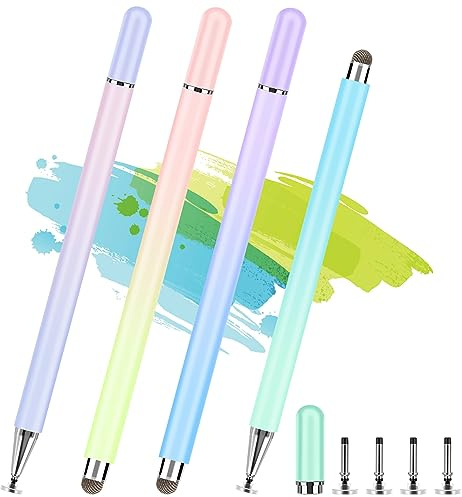 Stylus Pens for Touch Screens, 4 Pcs High Precision Disc Stylus with Magnetic Cap, 2 in 1 Stylus Pen Compatible with iPhone, iPad Pro, Mini, Air and Samsung Tablets