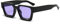 WDZAYXC Vintage Rechteckige Sonnenbrille für Damen Herren Chunky Rectangle Sunglasses Retro Brille UV400 Schutz(Schwarz/Lila)