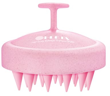 HEETA Kopfhaut Massagebürste, Kopfmassage Bürste mit weichen Silikonborstn, Haarmassagebürsten für die Haarpflege Entspannen Sie die Kopfhaut, Haarmassage für Männer, Frauen, Kinder, Rosa