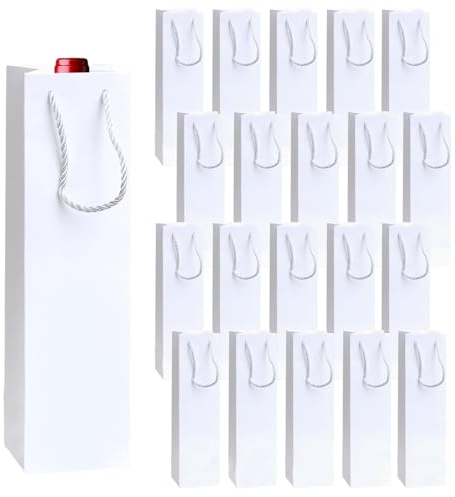 Weinflaschenbeutel aus Kraftpapier, flaschentüten Geschenktüte mit Griff, 20 Stück Stück Kraft-Wein-Organizer für Hochzeit, Party geschenktüten Flaschen(weiß)
