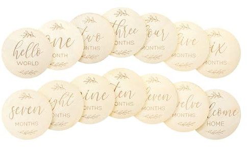 7 Stück Doppelseitige Meilensteinkarten Baby Holz Monatskarten Baby 1-12 Monatemeilenstein-Babykarten 10 Cm Runde Monatsschilder Für Neugeborene Wachstumsaufzeichnung Geschenke Für Werdende