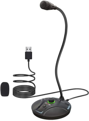JOUNIVO JV605 Pro Microphone USB pour Ordinateur avec Bouton muet et Bouton de Volume Compatible avec PC, Ordinateur Portable, Mac, PS4, Play & Plug Col de Cygne Enregistrement Micro pour Jeux,