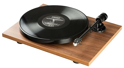 Pro-Ject E1, Plug & Play Einsteiger Plattenspieler mit elektronischer Geschwindigkeitsumschaltung, Auflagekraft und Anti-Skating voreingestellt (AT3600L, Walnuss)