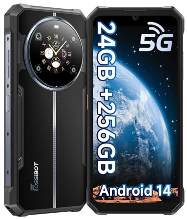 FOSSiBOT F109 2024 5G - Teléfono móvil irrompible, doble pantalla, 24(6+18) GB+256GB/2TB, Android 14, cámara 50MP+16MP, 10600mAh/18W Smartphone irrompible, Dual SIM/GPS/Fingerprint/NFC (negro)