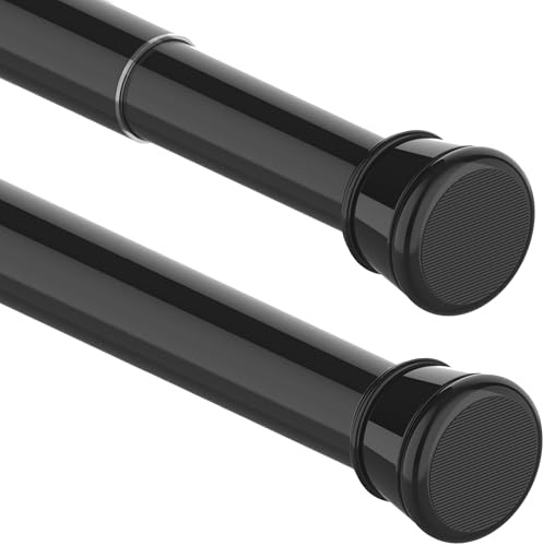 Asta per tenda da doccia, lunghezza 300 cm, senza fori, asta telescopica allungabile, per bagno, camera da letto, colore nero (85-265 cm, diametro 32 mm)