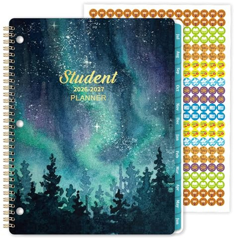 Student Planner 2026-2027 - Academic Year Weekly & Monthly School Planner, 2026-2027 Student Planner, Jul 2026 - Jun 2027, 9’’ × 11’’, 368 Stickers and Back Pocket