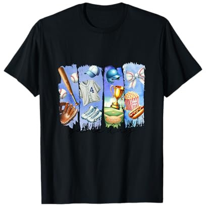 Game Day Baseball Sport Trikot Trophäe Fledermaus Popcorn Hot Dog T-Shirt