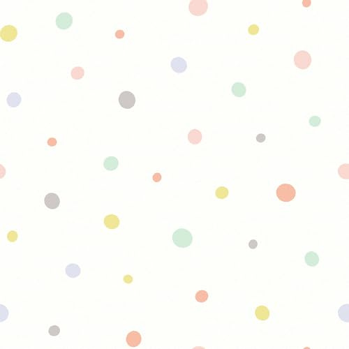 Skyblur Carta da parati con motivo a pois, per cameretta dei bambini, colore beige, autoadesiva, per camera da letto, per bambini, 260 cm x 44,5 cm