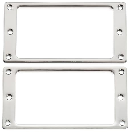 Musiclily Basic Marcos Pastilla Humbucker de Acero Plano para Guitarra Eléctrica tipo PRS/Epi, Cromado (Set de 2)