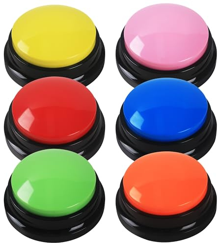 DUBUOZA 6 Stück Buzzer mit Aufnahmefunktion,Haustier Talking Training Antwort Buzzer 30 Sekunden Aufnahme,Hund Intelligenzspielzeug Geeignet für die Ausbildung von Haustieren (6)