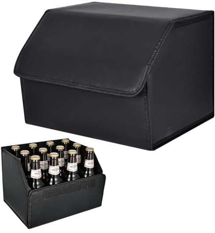 Alyxen Organizador de Maletero Plegable Impermeable – Caja de Almacenamiento Coche PU Antideslizante, Gran Capacidad para SUV, Furgoneta, Camping, Viajes – Maletín Multiusos Resistente (40 * 30 * 30)