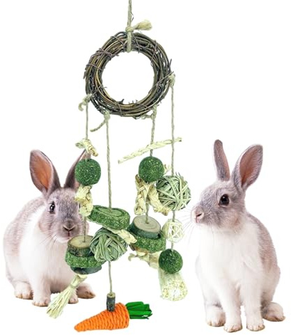 Small Animal Chew Toys – Hanging Natural Treats, Handcrafted Bunny Snack, Pet Enrichment | Safe Chewing Toy for Rabbits Guinea Pigs Hamsters Parrots Chinchillas Birds