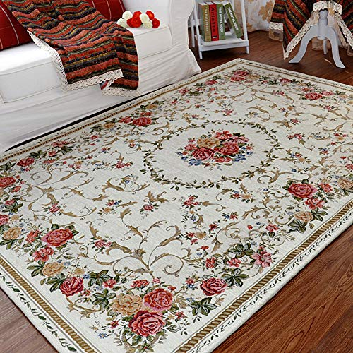 UKELER Rustikale Shabby Rose Teppiche Luxus Vintage Elegant Traditionelle Teppiche Akzent Blumen Teppich für Zuhause Wohnzimmer Schlafzimmer (180 x 120 cm, Landhausrose)