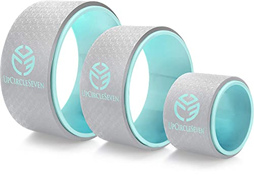 UpCircleSeven Yoga Wheel Set - Strongest & Most Comfortable Dharma Yoga Prop Wheel, 3 Pack for Back Pain Stretching & Backbends (12, 10, 6 inch) (Turquoise)