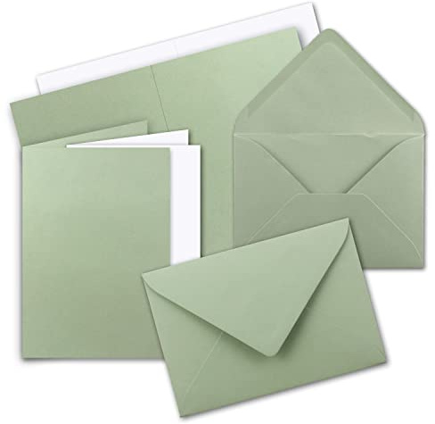 25 x vikkort i set, DIN A6/C6 med brevkuvert i eukalyptus (grön) – inklusive inlägg – 14,8 x 10,5 cm – premiumkvalitet – FarbenFroh