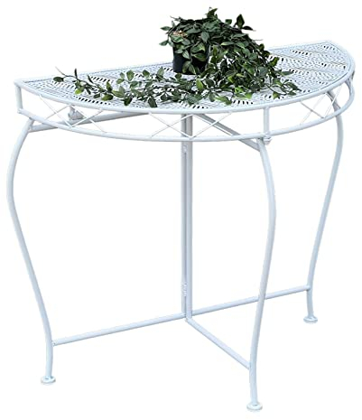 DanDiBo Konsolentisch Wandtisch Weiss 96313 Beistelltisch Metall 75 cm Gartentisch Halbtisch Tisch Halbrund Halbrundtisch Wandkonsole Konsole Wand