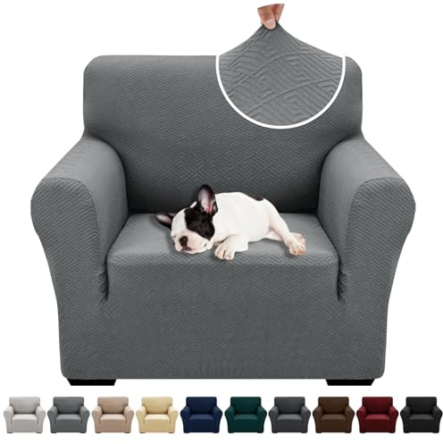 XINEAGE 2026 New Stretch Armchair Covers 1 Piece Chair Slipcovers Chair Protector for Living Room Thick Soft Chair Cover with Elastic Bottom Couch Cover for Pets Kids (31-46, Light Gray)