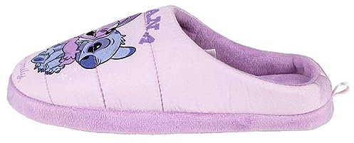 Zapatillas de Andar por Casa de Stitch - Color Rosa - Diseño Abierto - Talla 40-41 - Zapatillas de Poliéster y TPR- Diseño con Stitch y Angel - Producto Original Diseñado en España