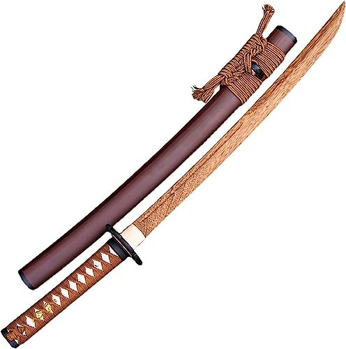 Wenge Wood Short Katana, 78Cm Wooden Samurai Sword with Sheath, Handmade Bokken for Cosplay Display Collection Kendo Training