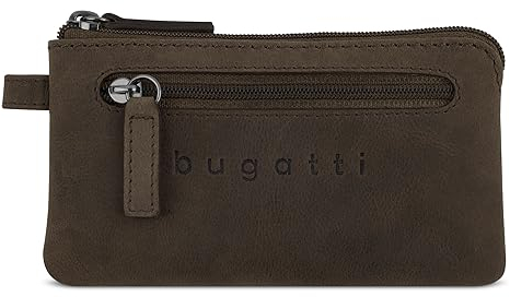 bugatti Luca Schlüsseletui aus Leder mit 2 Schlüsselringen – Schlüsselmäppchen in edler Geschenkbox - Braun