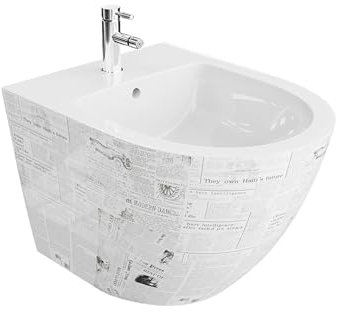 LAVITA Universal Wand-Bidet Sofi Paper mit Hahnloch und Überlaufschutz aus Keramik Sitzwaschbecken zur Montage an der Wand Hygienisch und Pflegeleicht 36,5x49x32,5 cm