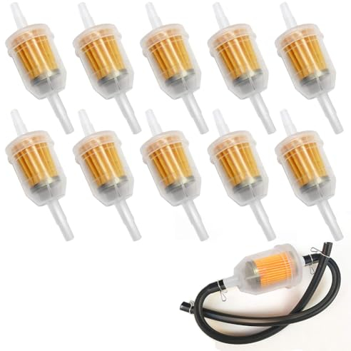 10 Stück Kraftstofffilter Universal, Kraftstofffilter Gasöl Flüssigkeitsfilter Benzinfilter für 6mm,8mm Motorrädern Benzinmotoren, Mehrweg-Kraftstofffilter mit Transparenter Bauweise