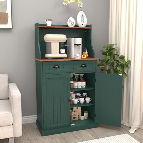 HOLTICO Küchenschrank Mikrowellenschrank Mehrzweckschrank Grün mit Verstellbarem Regal,Schrank Freistehend für KücheWohnzimmer,Schlafzimmer,Esszimmer,Garage