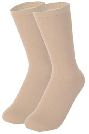 Pegciuho Chaussettes de Patinage Artistique, Respirantes et élastiques, En Coton, pour Patins à Glace et Danse, Idéales pour Les Athlètes, beige