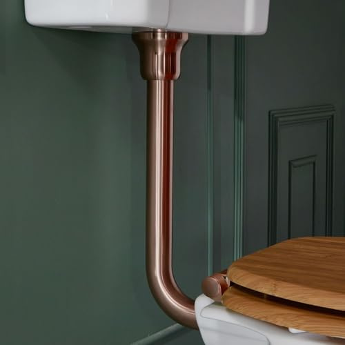 MILANO Bathroom Low Level Cistern Toilet WC Flush Pipe Kit Brushed Copper | Brass Construction. Connects Toilet Pan To Cistern. Traditional Style. Round Design. For Use With Low Level Cisterns.