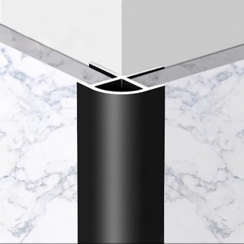 Raouoae Perfil De Esquina Decorativo De Aluminio para Baldosas Protección De Bordes para Piso Y Pared 125 Cm* 2 Piezas Perfil Ángulos De Baldosas Y Acabados(Black)