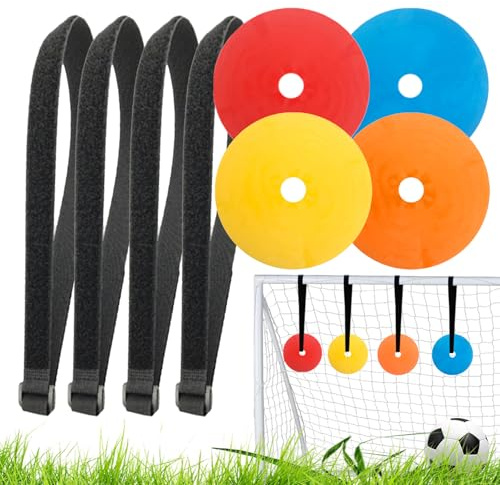 CHSEEO Bersagli per Porta da Calcio - 4 Dischi per Allenamento Calcio Bambini, con 4 Cinghie Regolabili 60 cm - Attrezzatura per Esercizi di Tiro per Bambini, Allenatori e Professionisti