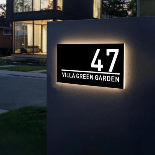 Targhe LED Personalizzate Per Esterni Per Case Moderne, Numeri Civici Personalizzati, Insegne Luminose In Acrilico 3D Per Porte, Giardini, Cortili, Case E Hotel(9.4x17.7in)